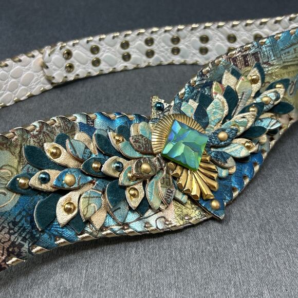 Handmade Accessories - OOAK Handmade Belt Statement Sculptural Wearable Art Nouveau Fits Waists 25"-33"